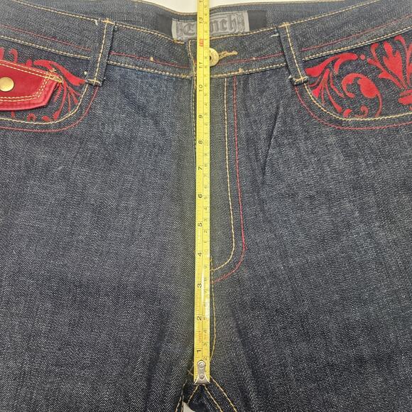 Y2K Vintage Mens Clench Jeans Velvet Pockets 36x32 Dark Wash Embroidered - Picture 7 of 9